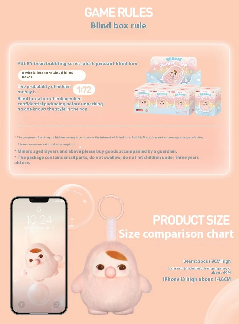 In Stock Genuine Pop Mart Pucky Bean Bubble Series Blind Box Cute Vinyl Plush Pendant Kawaii Pucky Mystery Box Birthday Gifts