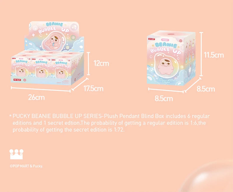 POP MART PUCKY BEANIE BUBBLE UP SERIES Pendant Trendy Blind Box Q Version Model Dolls Cartoon Decor Toys Kawaii Birthday Gift